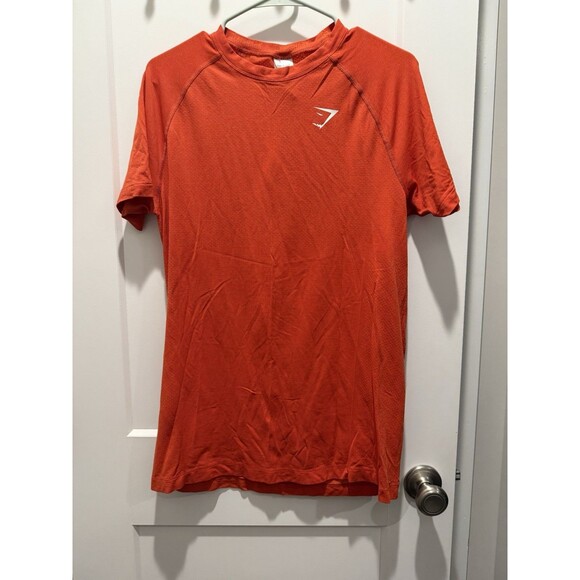 Gymshark T-Shirt Men's Large Orange Crew Neck Graphic Tee Shirt Athletic - Picture 1 of 3